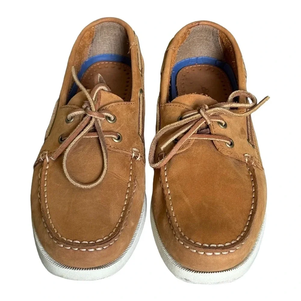 Eddie Bauer Providence Tan Brown Leather Boat Shoes Mens 9.5 M Summer